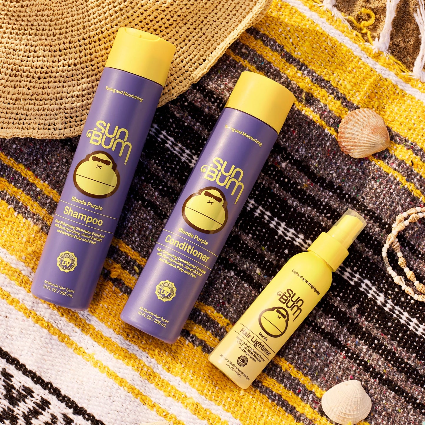 Sun Bum Blonde Hair Lightener - Vegan, Paraben, Gluten and Cruelty-Free Color Enhancing Brightener for Blondes, 2 Pack