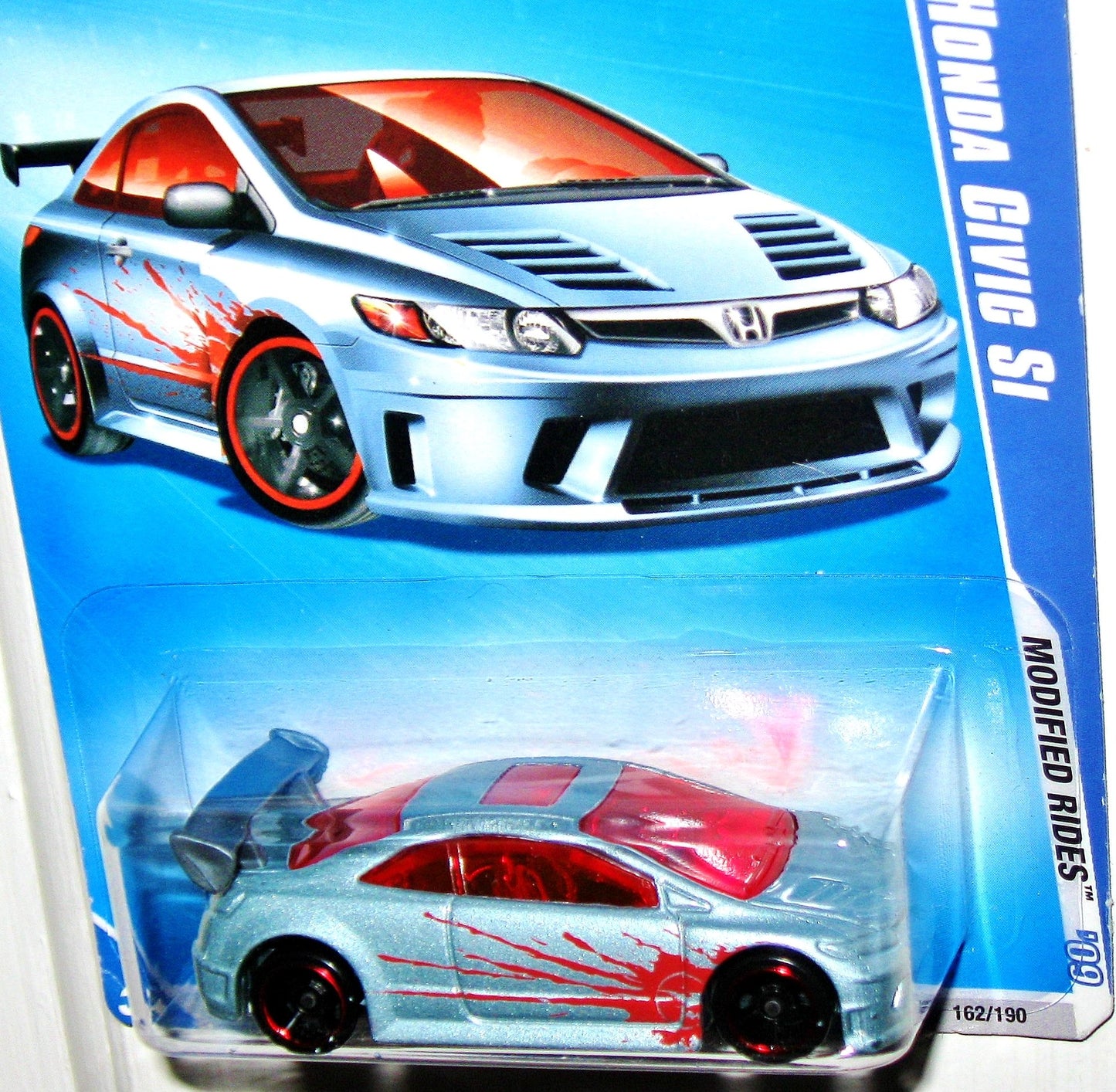 Hot Wheels 2009 Modified Rides: Honda Civic Si - Silver with Red Splash #162