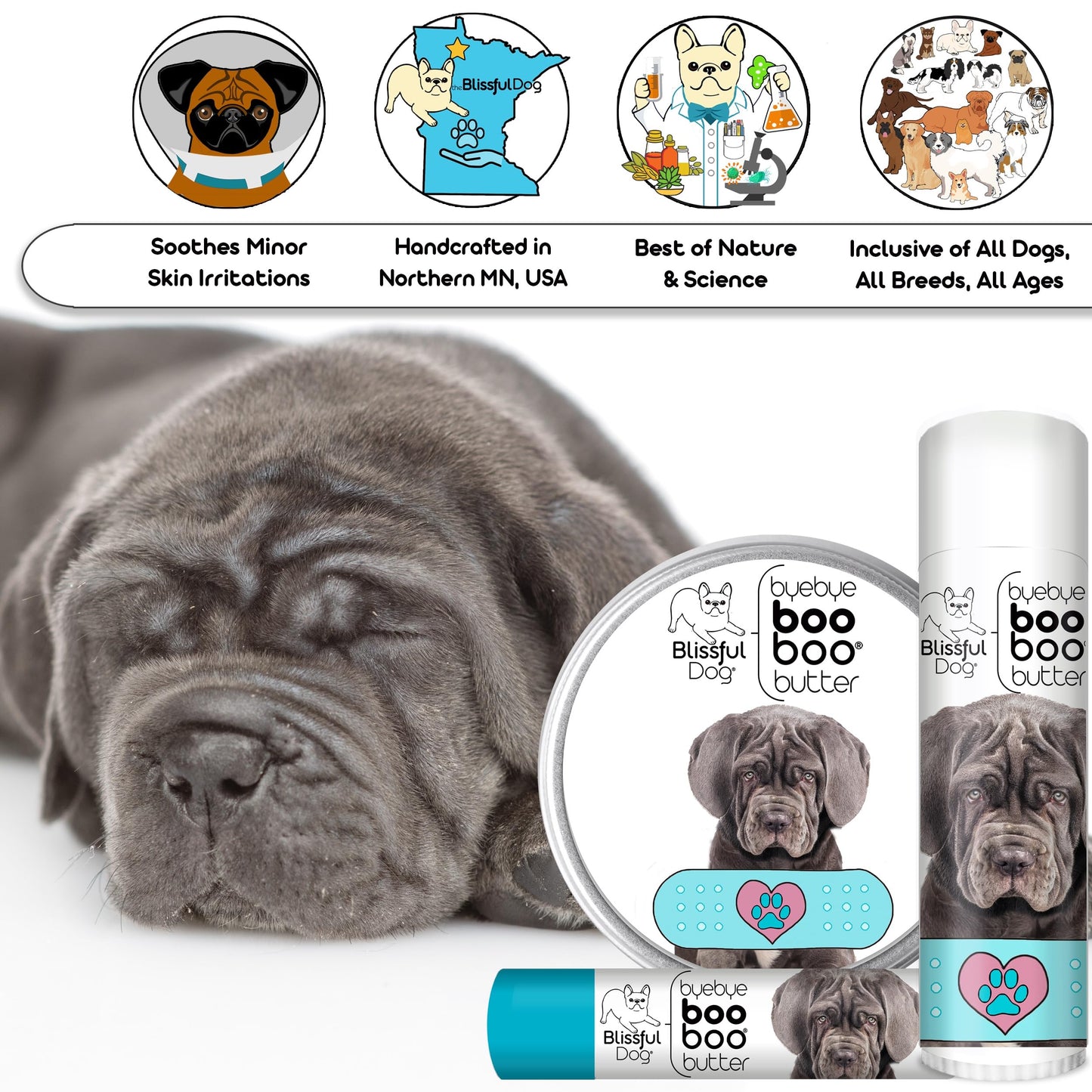 The Blissful Dog .50 oz Tube Neapolitan Mastiff Booboo Butter Beauty and Personal Care The Blissful Dog