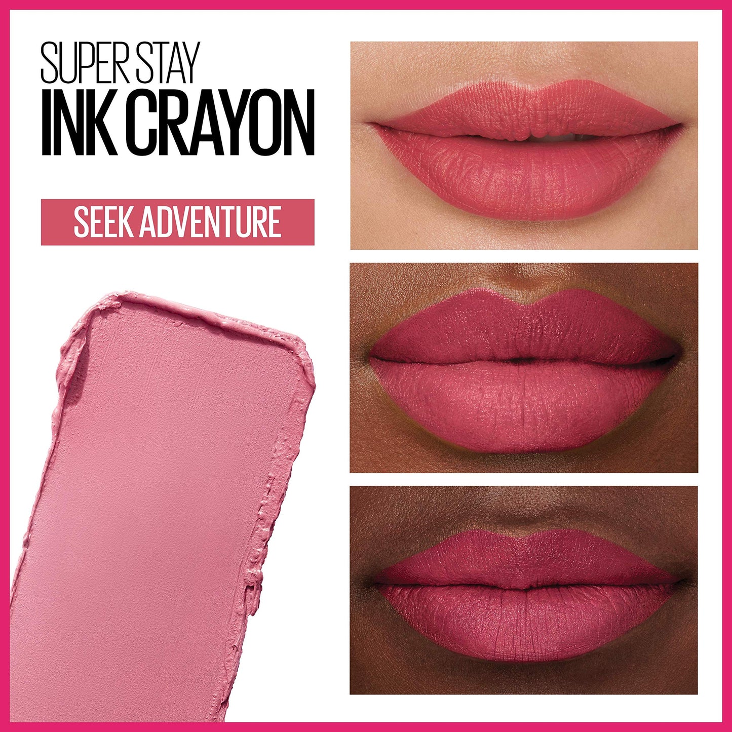 Maybelline Super Stay Ink Crayon Lipstick Makeup, Precision Tip Matte Lip Crayon with Built-in Sharpener, Longwear Up To 8Hrs, Seek Adventure, Warm
