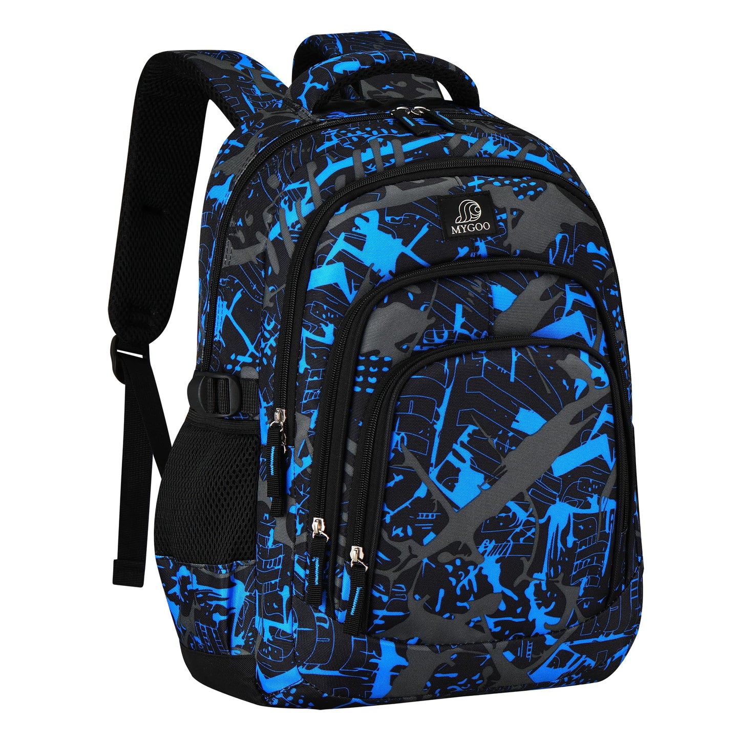 MYGOO Boys Vibrant School Backpack | Archibald Collection | 17" Tall 24L | Camo Blue