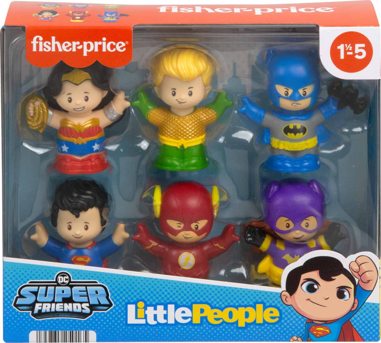 Fisher-Price Little People DC Super Friends – 6-Piece Crime-Fighting Figure Pack, Toddler Pretend Play Toys for Ages 18M+ (Amazon Exclusive)