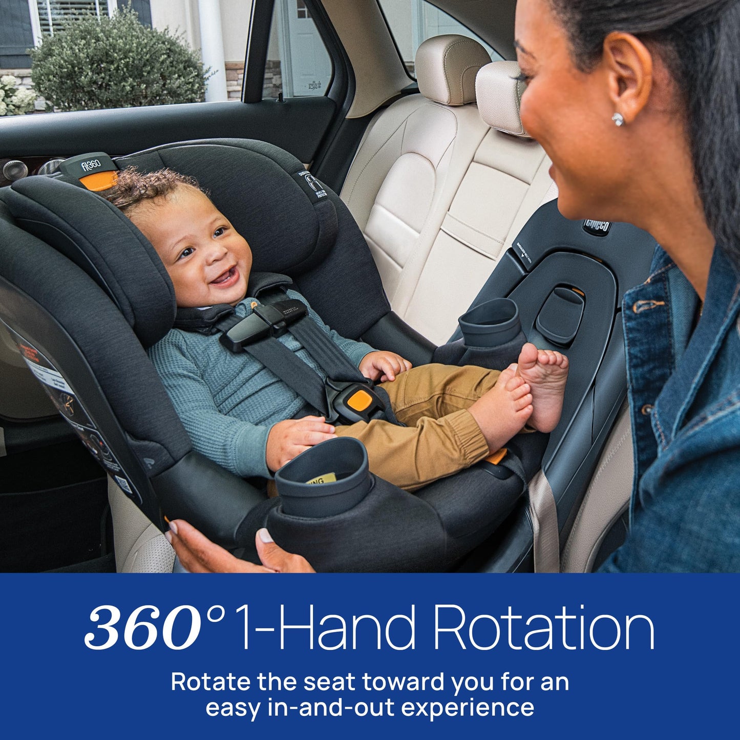 Chicco Fit360 ClearTex Rotating Convertible Car Seat with 360 Degree Rotation for Rear-Facing and Forward-Facing Usage, LeverLock Self-Tensioning…