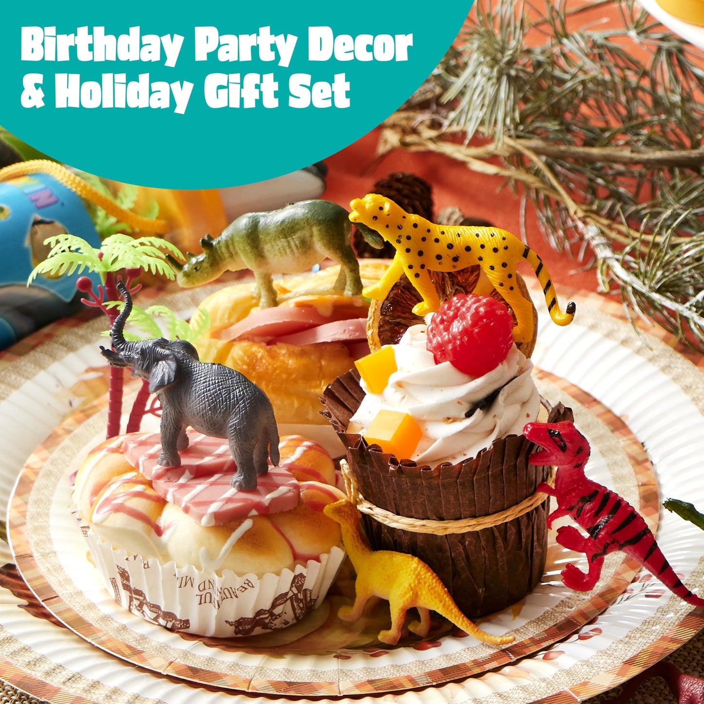 JOYIN 69 Pcs Small Animal Figures – Mini Jungle, Zoo, Ocean, Farm & Dinosaur Playset with Sensory Bin, Party Favors & Gifts for Kids 3–5