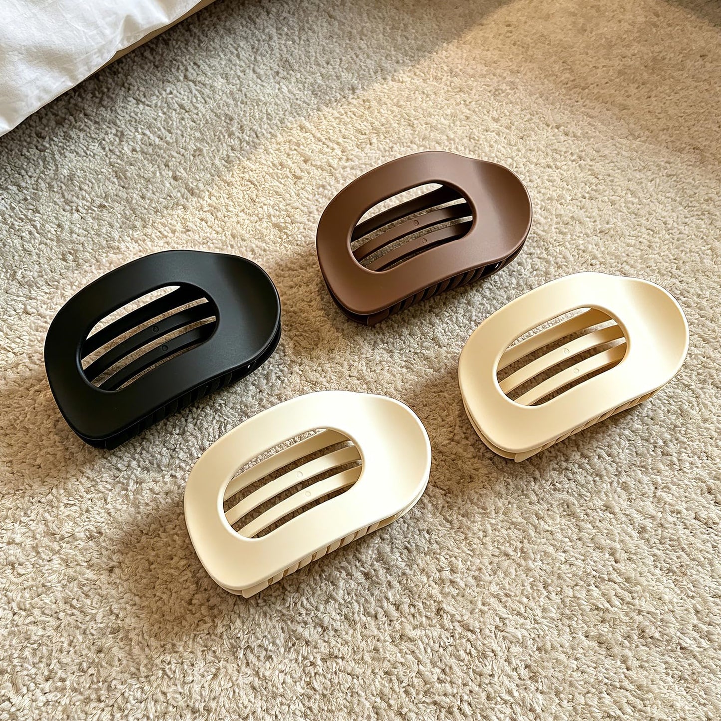 Bphne 4 Pack Flat Hair Clips for Women - Matte Oval French Claw Clips, 3.8 Inch Non Slip Strong Hold for Thick & Thin Hair, Lay Flat Design for Work Beauty and Personal Care B.PHNE