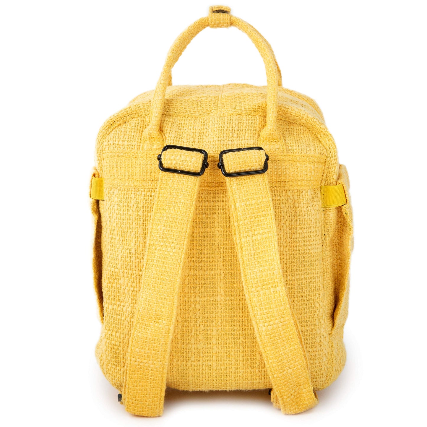 DIME BAGS Mini Backpack, Compact Lightweight Everyday Travel Bag with 7 Pockets, Durable Hempster Material, Adjustable Straps & Top Handle, Water Bottle Holders & Interchangeable Patch (Yellow)