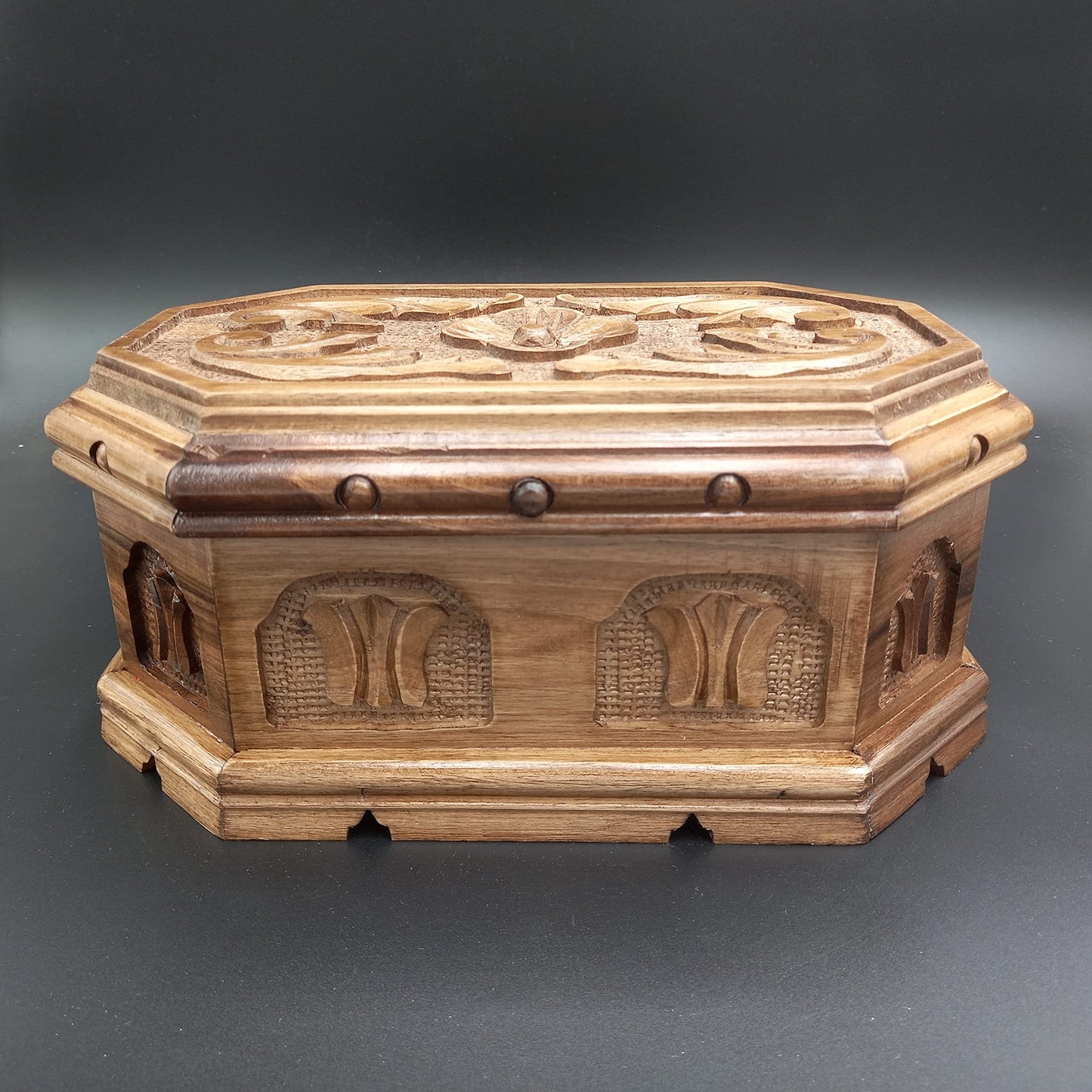 Tubibu Walnut Treasure Secret Magic Box Hand Made Unique Jewelry Box with Hidden Button
