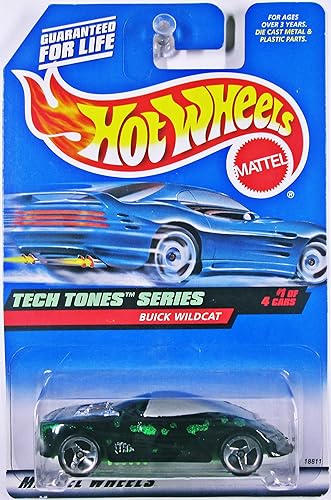 Hot Wheels - 1998 - Tech Tones Series - Buick Wildcat - Black & Green - 1 of 4 - Die Cast - Collector #745 - Limited Edition - Collectible 1:64 Scale