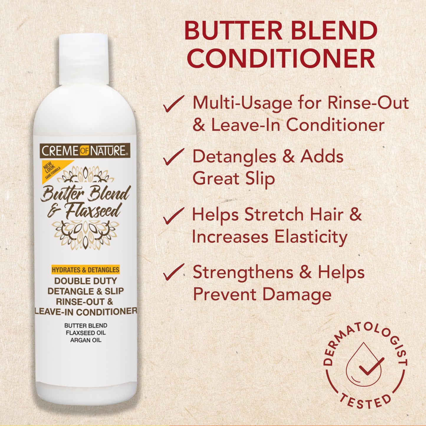 Creme of Nature Double Duty Detangle and Slip Shampoo with Butter Blend, Flaxseed and Argan Oil, Moisture-Rich Elongating Cleanser for Natural, Curly