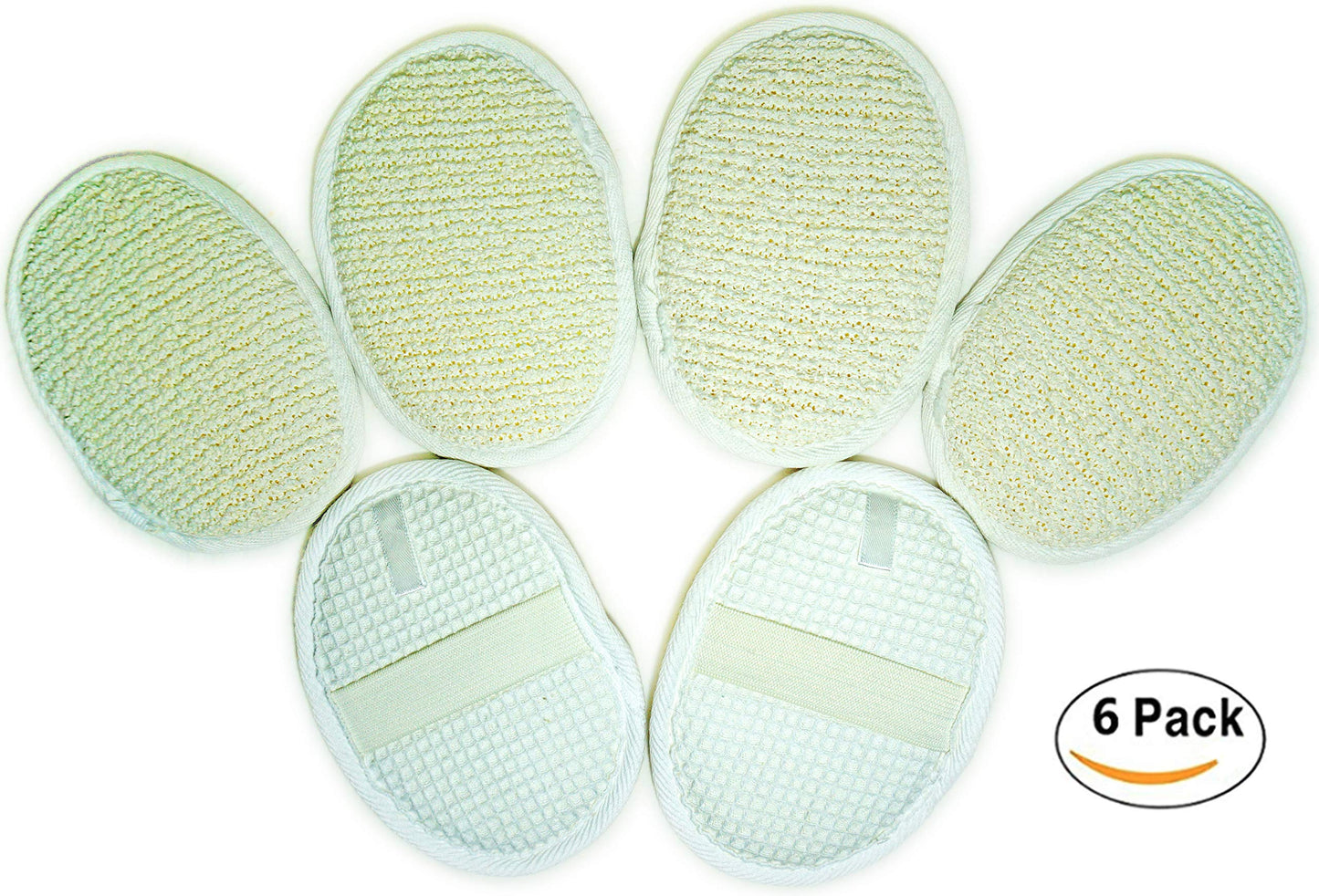 6Pack (Large 6.3x4.3 inches) Exfoliating Face Body Pad (100% Soft Terry Cloth) Cloth Materials Loofah Sponge Scrubber Brush Close Skin for Men