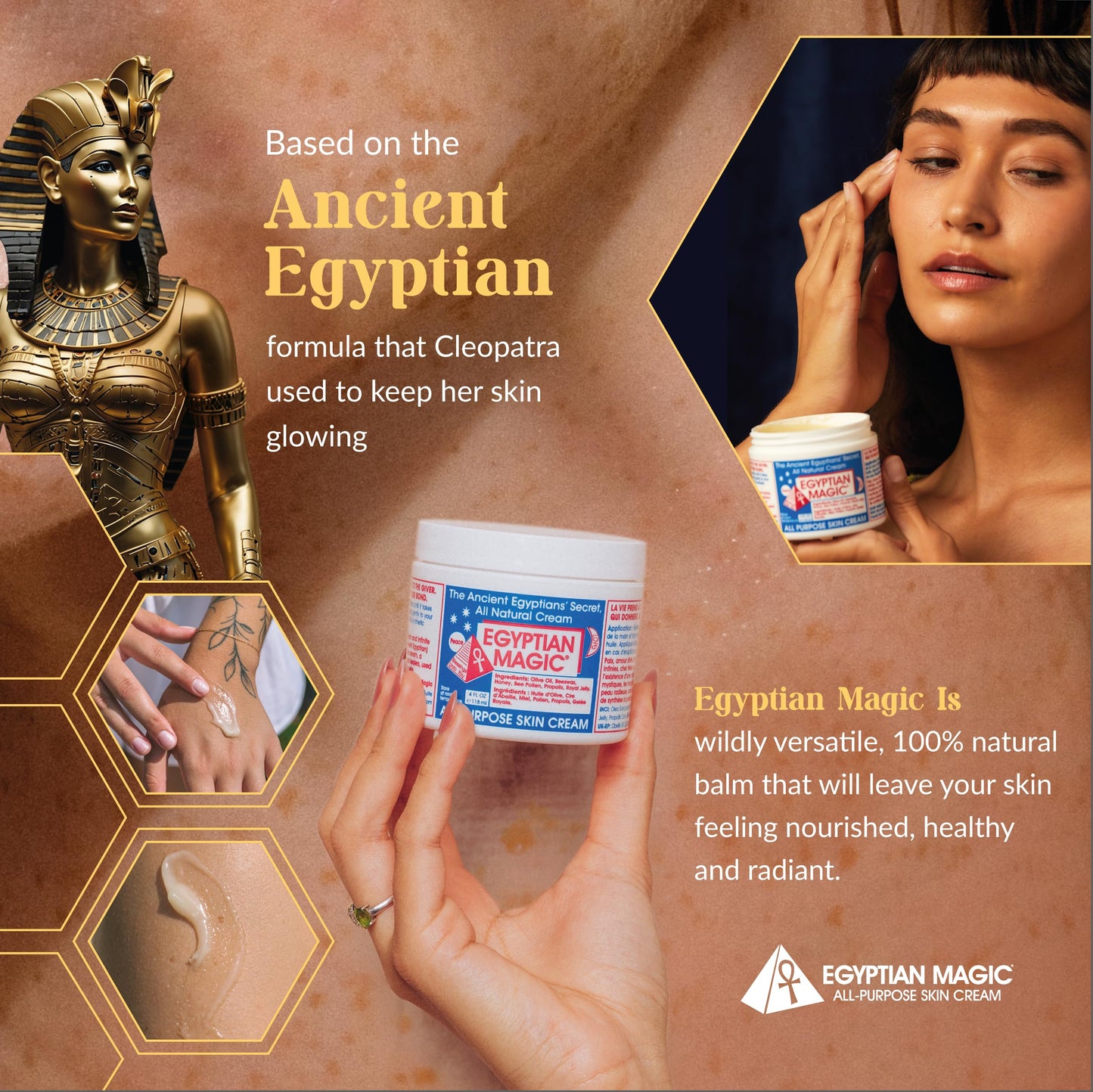 Egyptian Magic - All Purpose Face, Body, and Dry Skin Moisturizing Cream, Skin Protectant for Women & Men, Eczema Care Healing Balm, Scar Treatment