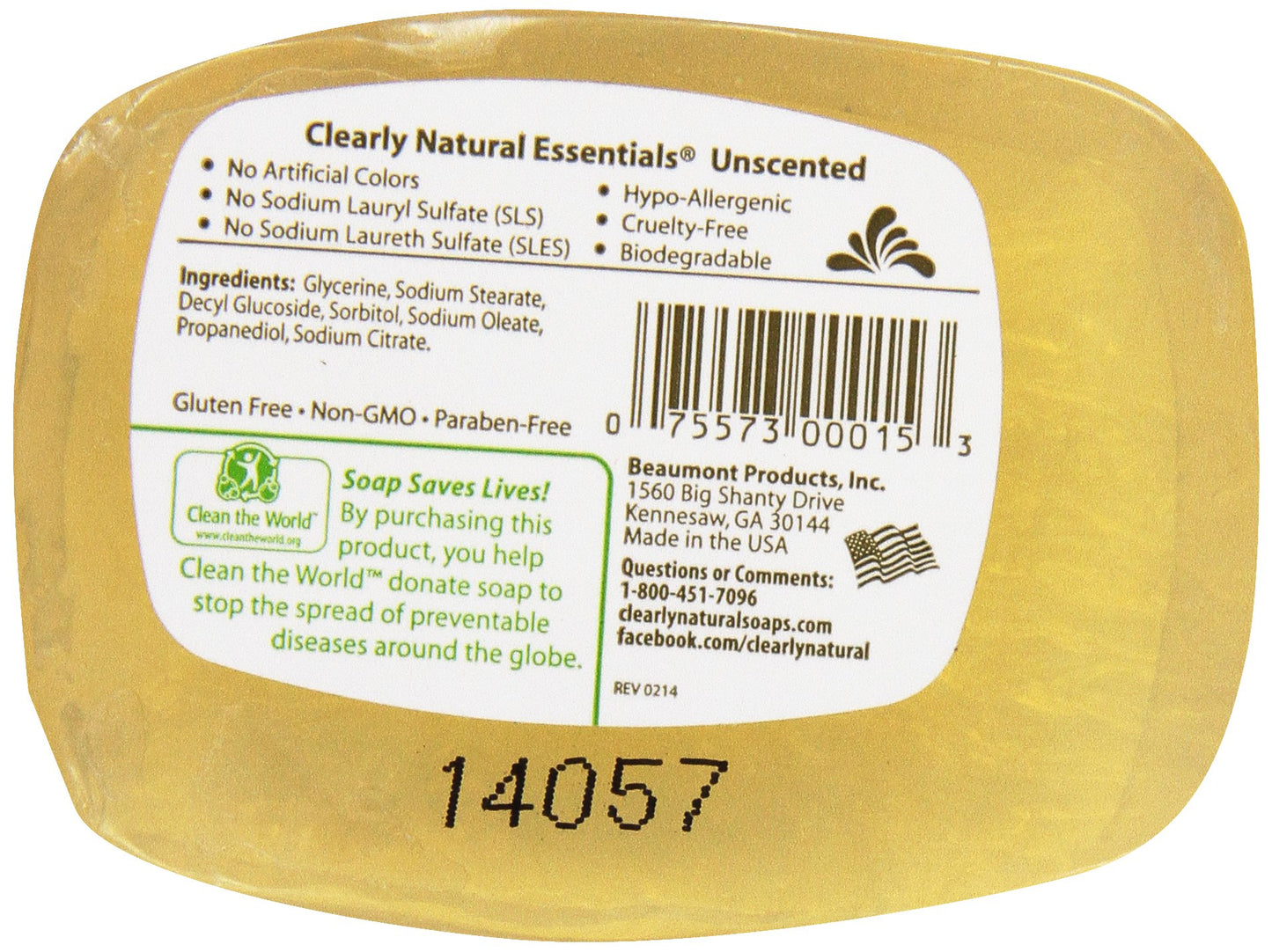 Clearly Natural, Glycerine Soap, Unscented, 4 oz