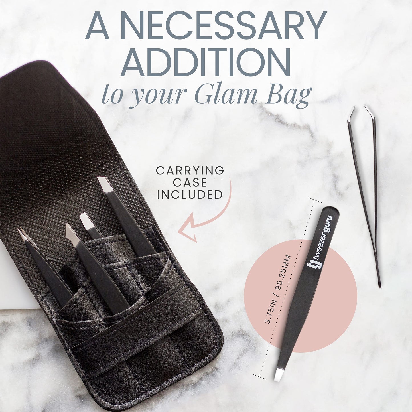 Tweezer Guru Eyebrow Tweezer Set for Women & Men - Professional Slant and Pointed Tweezers Set with Case - Precision Tweezers Kit for Facial Hair