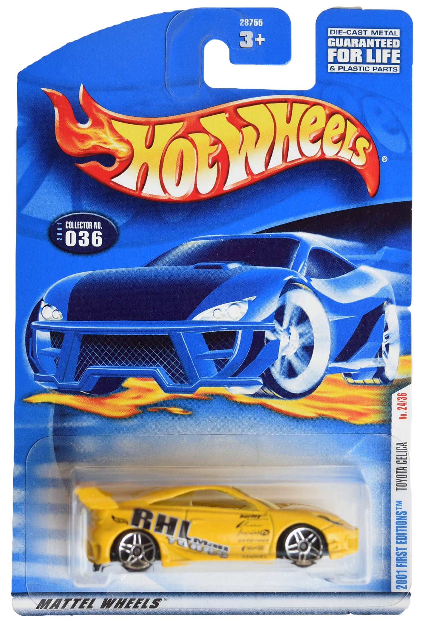 Hot Wheels 2001 First Editions -#24 Toyota Celica #2001-36 Collectible Collector Car Mattel 1:64 Scale