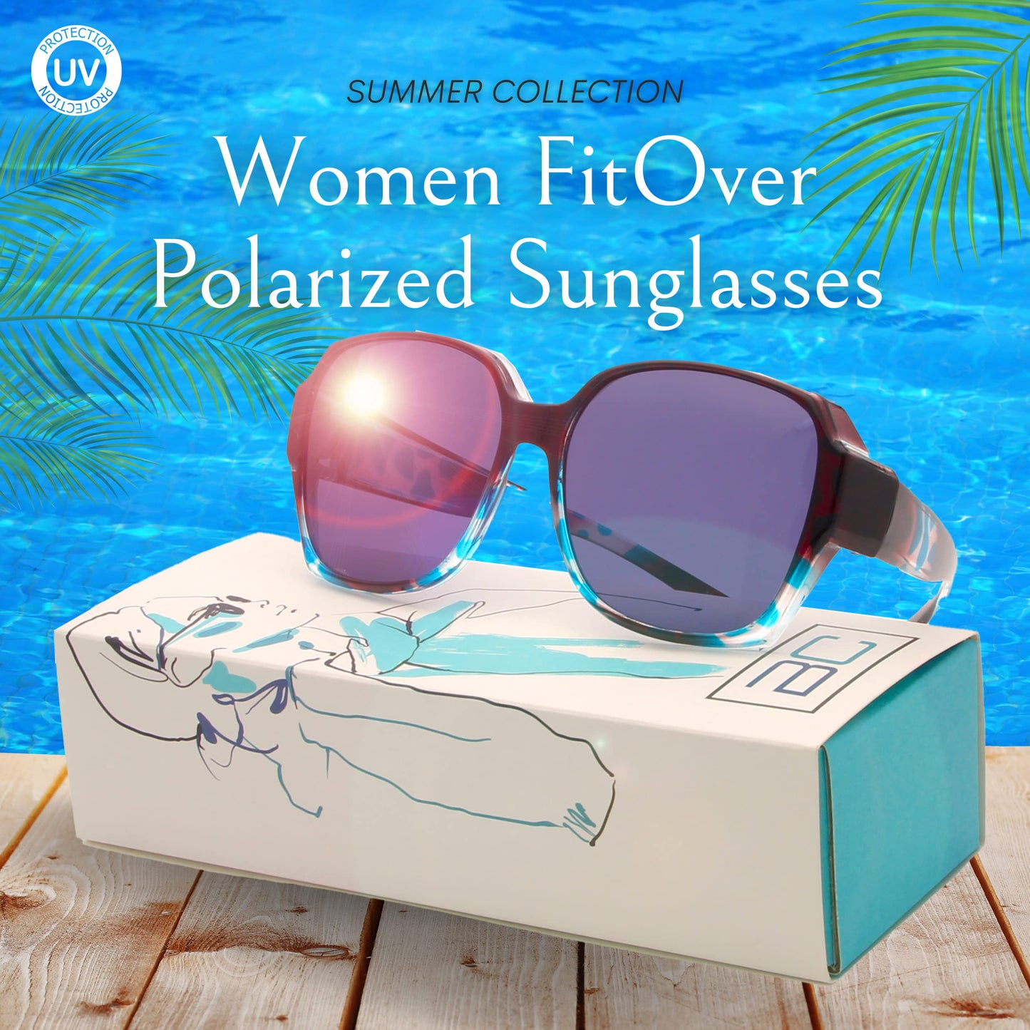 BLUE CUT Fit Over Polarized Sunglasses Driving Clip-on Over Glasses, Solar Shield Sunglasses Over Prescription Glasses