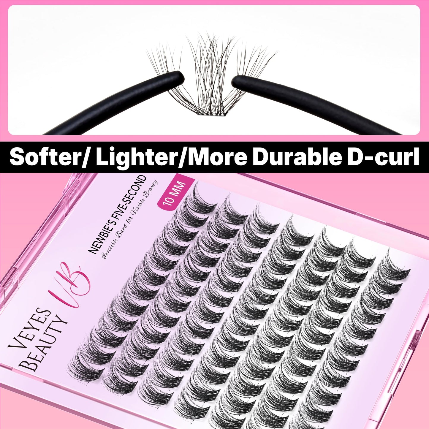 VEYESBEAUTY Lash Clusters Individual Eyelash Extensions Thin & Invisible Band DIY False Eyelashes for Self-application Newbie's Five-Second Series Beauty and Personal Care VEYESBEAUTY