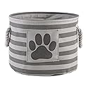 Bone Dry Pet Storage Collection Striped Paw Patch Bin, Small Round, Grayz, Medium Breeds