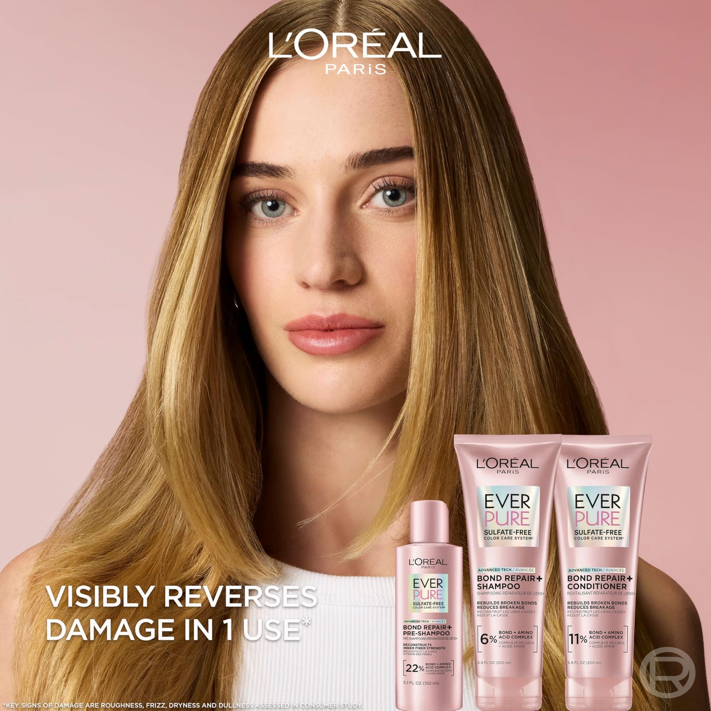 L'Oreal Paris Sulfate Free Bond Repair+ Conditioner, Hair Conditioner with Bond + Amino Acid Complex, Strengthens and Repairs Damaged or Color Treated