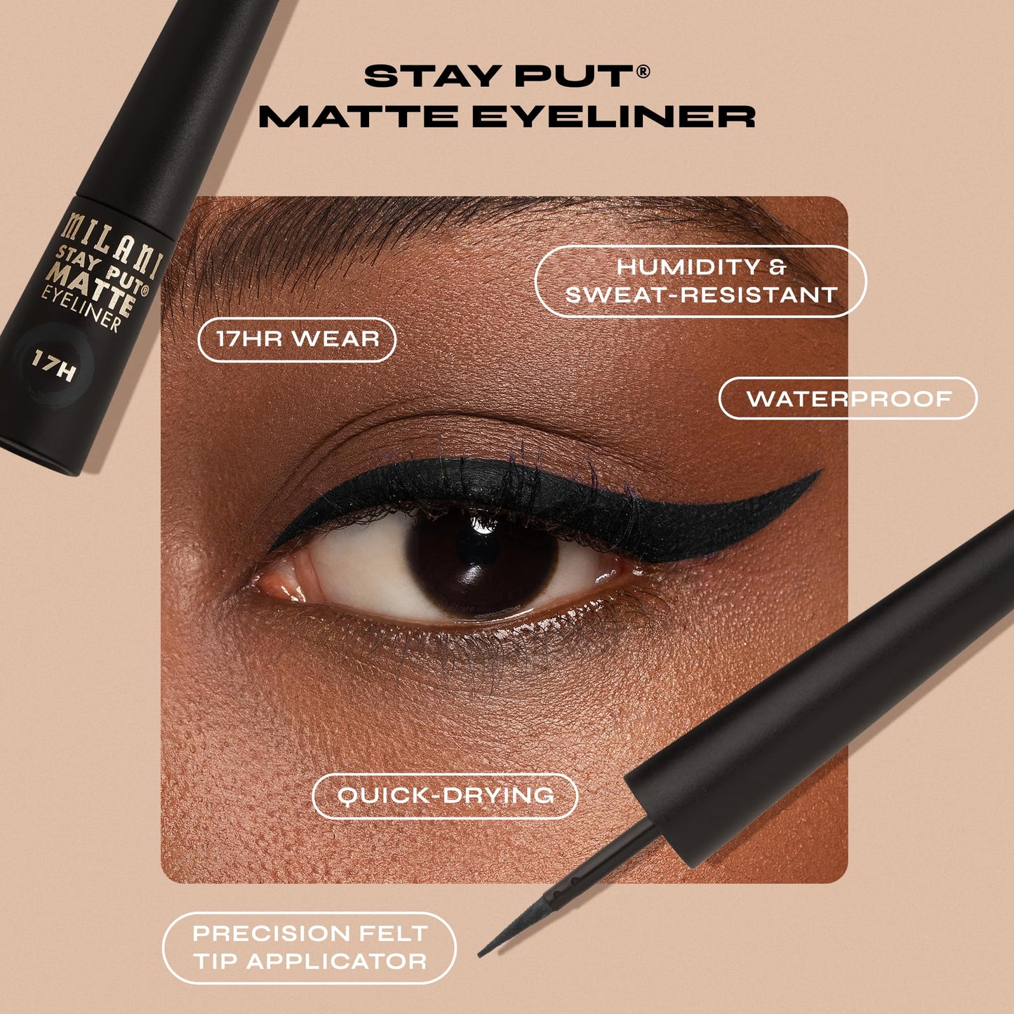 Milani Stay Put Matte Liquid Liner, 01 Black Matte