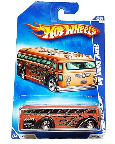 Hot Wheels 2009-111 Brown HW City Works '09 Surfin' School Bus 1:64 Scale