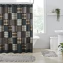 VHC Brands, Pine Grove Plaid Patchwork Shower Curtain, Green, 72x72