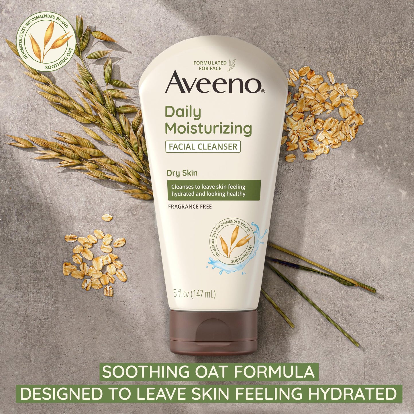 Aveeno Daily Moisturizing Face Cleanser with Soothing Oat, Easy-to-Rinse Cleanser Removes Dirt, Oil & Other Impurities & Leaves Skin Feeling Soft