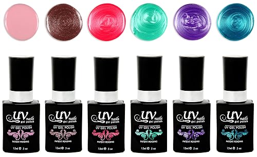 UV-NAILS Gel nail polish cure with UV or LED nail lamp gel polish for nails Set of 6 (PARIS) Beauty & Personal Care UV-NAILS