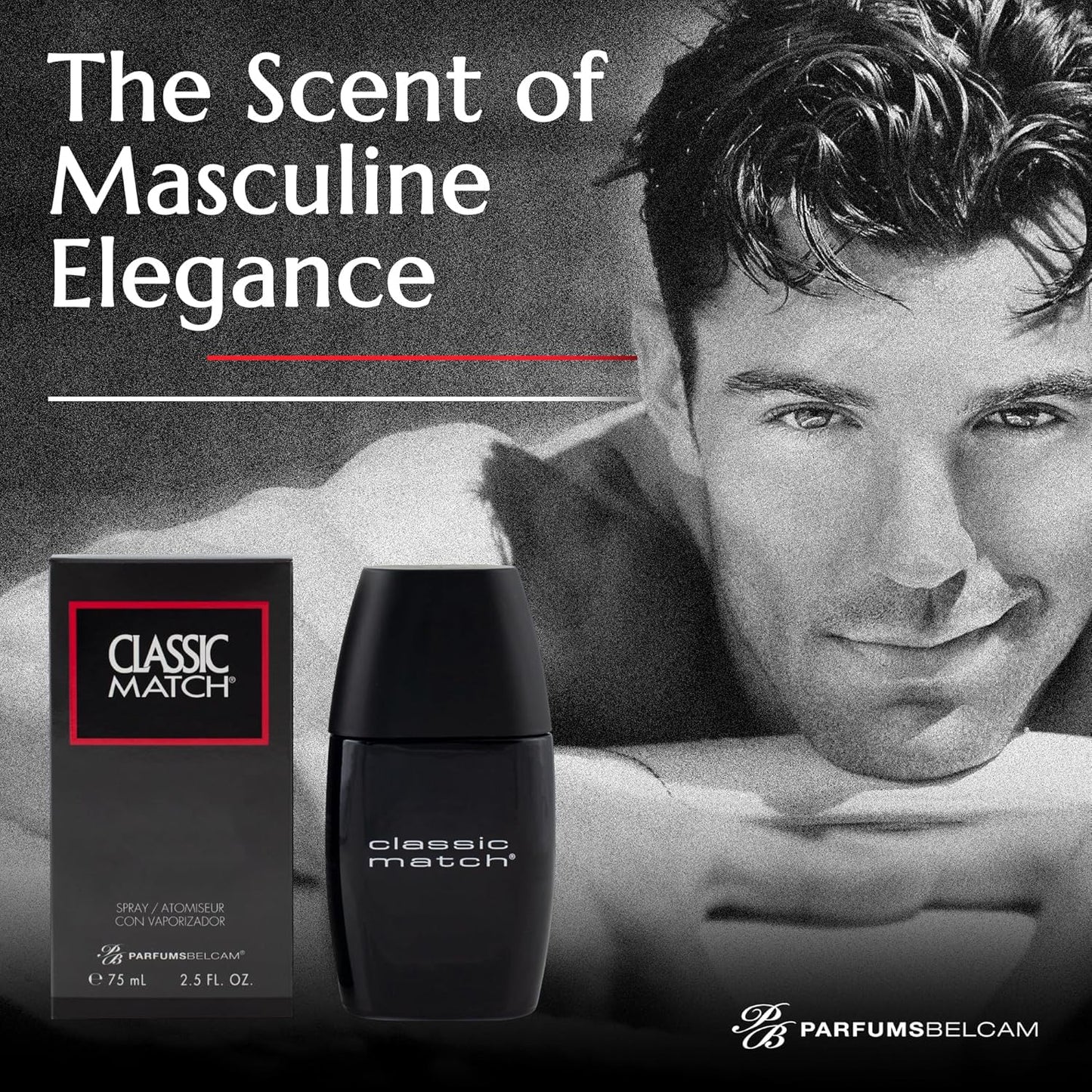 PB ParfumsBelcam CM Noir Eau De Toilette Spray for Men – Fresh Fougere Cologne, Bergamot, Basil, Patchouli, Long-Lasting Scent