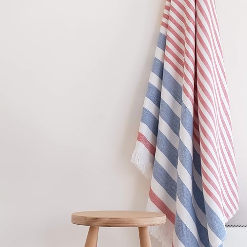Luzia Striped Peshtemal Multi-Use Towel - Beach, Pool and Bathroom (Single, 40 x 70 inches) 100% Turkish Cotton, Premium, Stylish, Soft, Absorbent…
