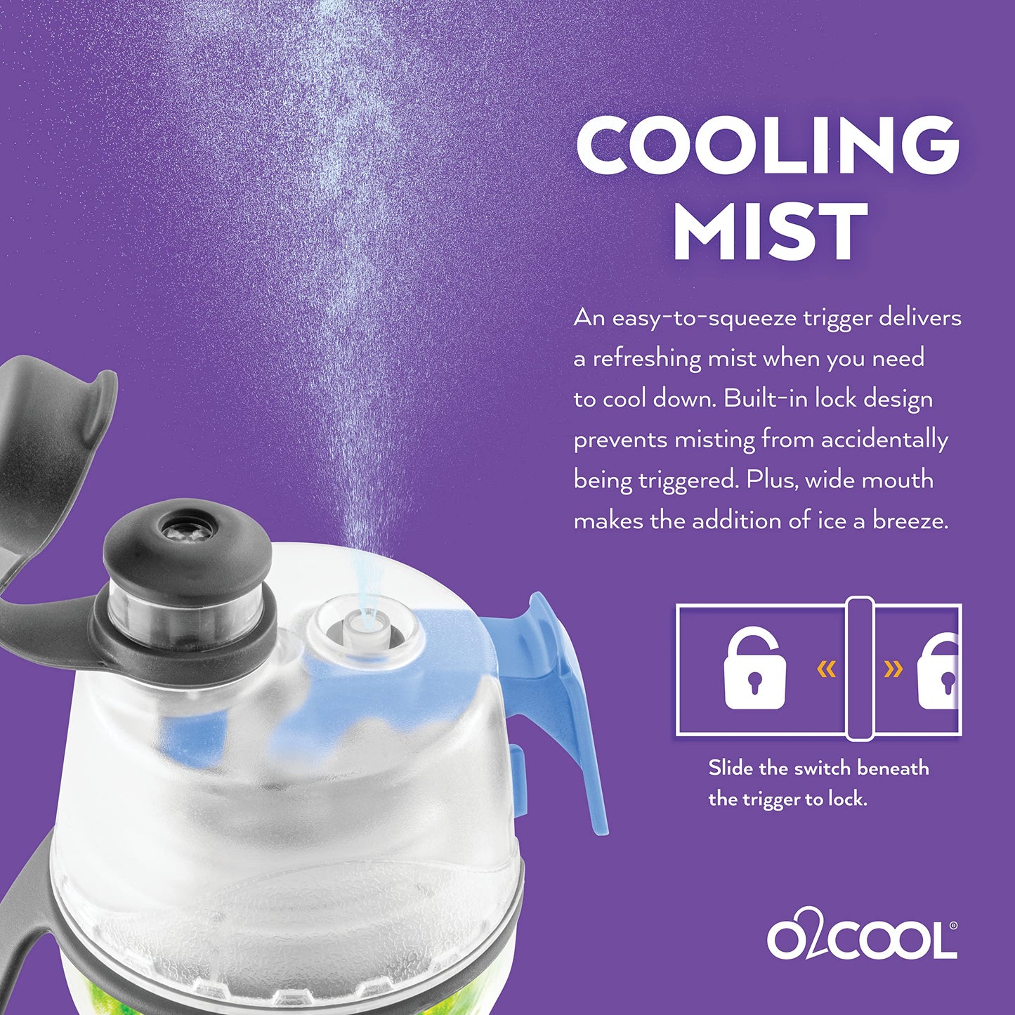 O2COOL Mist 'N Sip Misting Water Bottle 2-in-1 Mist And Sip Function With No Leak Pull Top Spout Reusable Sports Water Bottle - 20 oz (Tie Dye Blue)