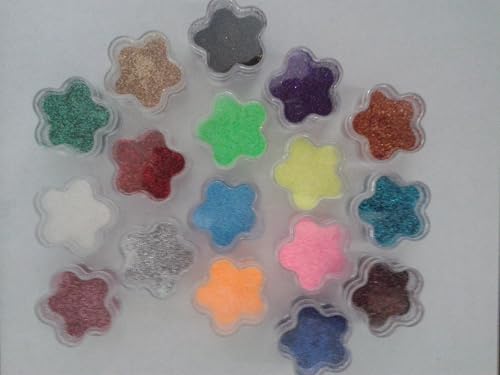 17 x 2 gram Color Glitter Flower Jars for Glitter Tattoos Pink Blue Gold red Silver