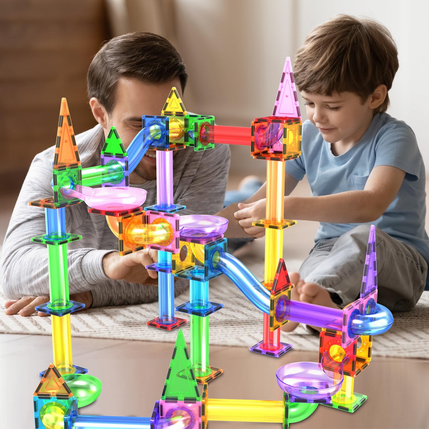 PicassoTiles 150pcs Magnetic Marble Run – STEM Construction Toy with Slides, Ramps & Tubes, Educational Magnet Set for Kids Ages 3+