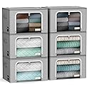 Sorbus Storage Bins with Metal Frame - Stackable & Foldable Clothes Organizer Bags - Oxford Fabric Storage Containers with Large Clear Window & Carry…