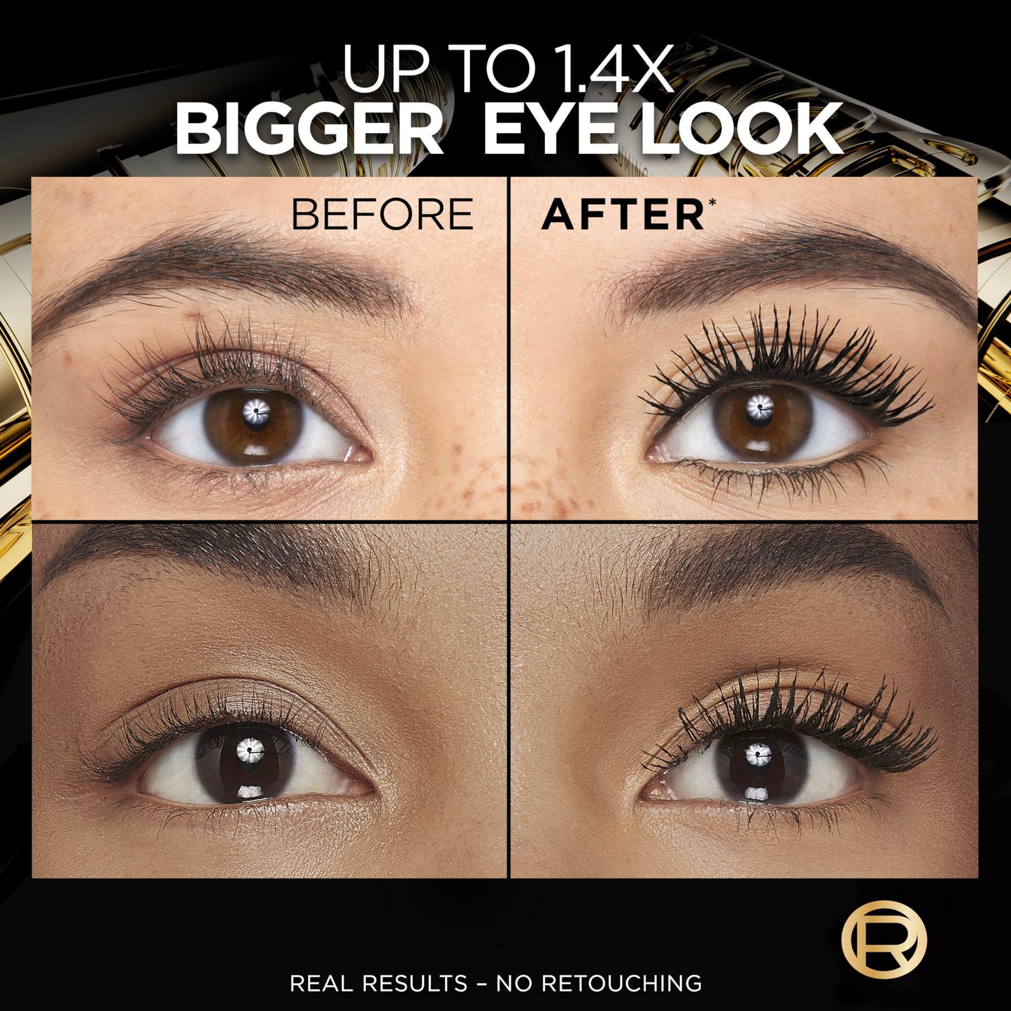 L'Oreal Paris Voluminous Panorama Mascara, Volumizing and Lengthening Mascara, Washable Longwear and Smudge Resistant Make Up, Blackest Black, 0.33 Fl