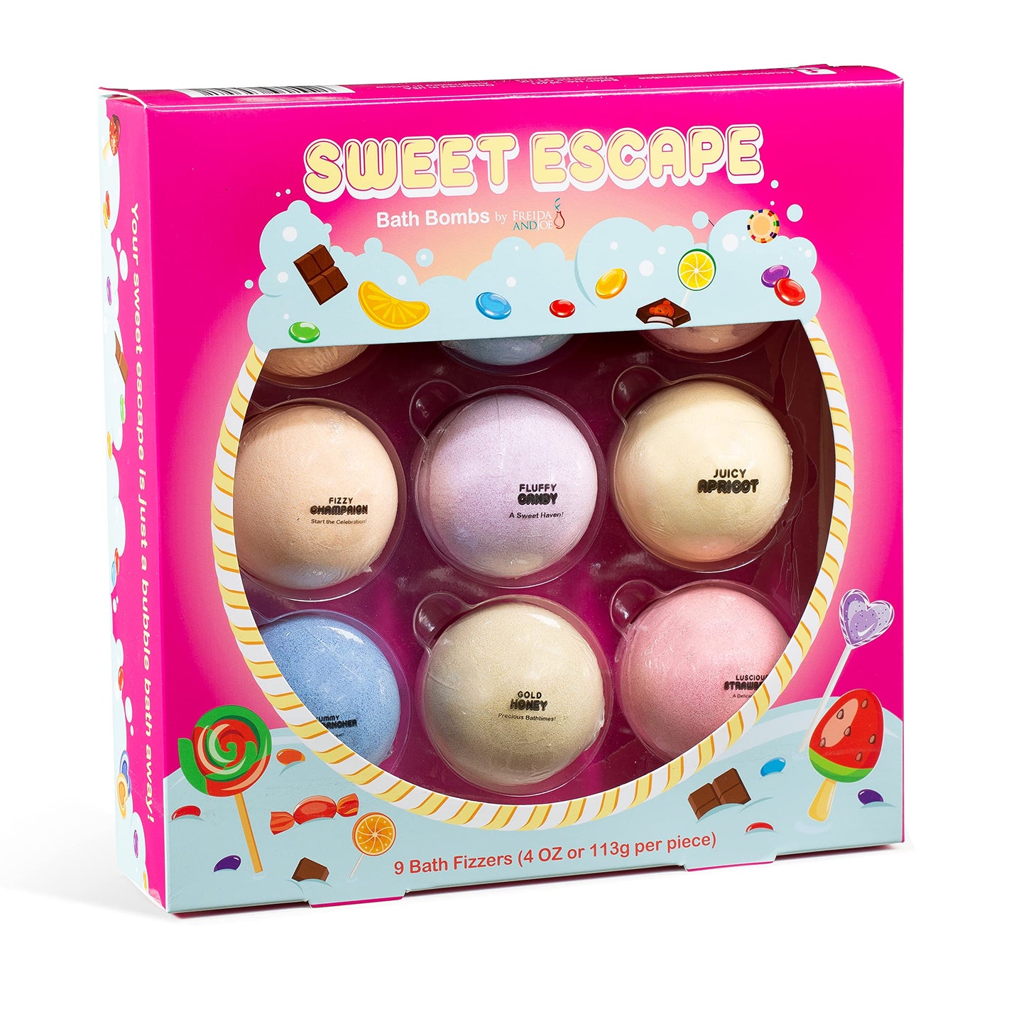 Sweet Escape Candy Fruity Juicy Sweet Treat Bomb Bath Fizzers Bath Bomb Gift Set for Women - 9 Large Bath Bombs Aromatherapy Luscious Fragrance Bath…