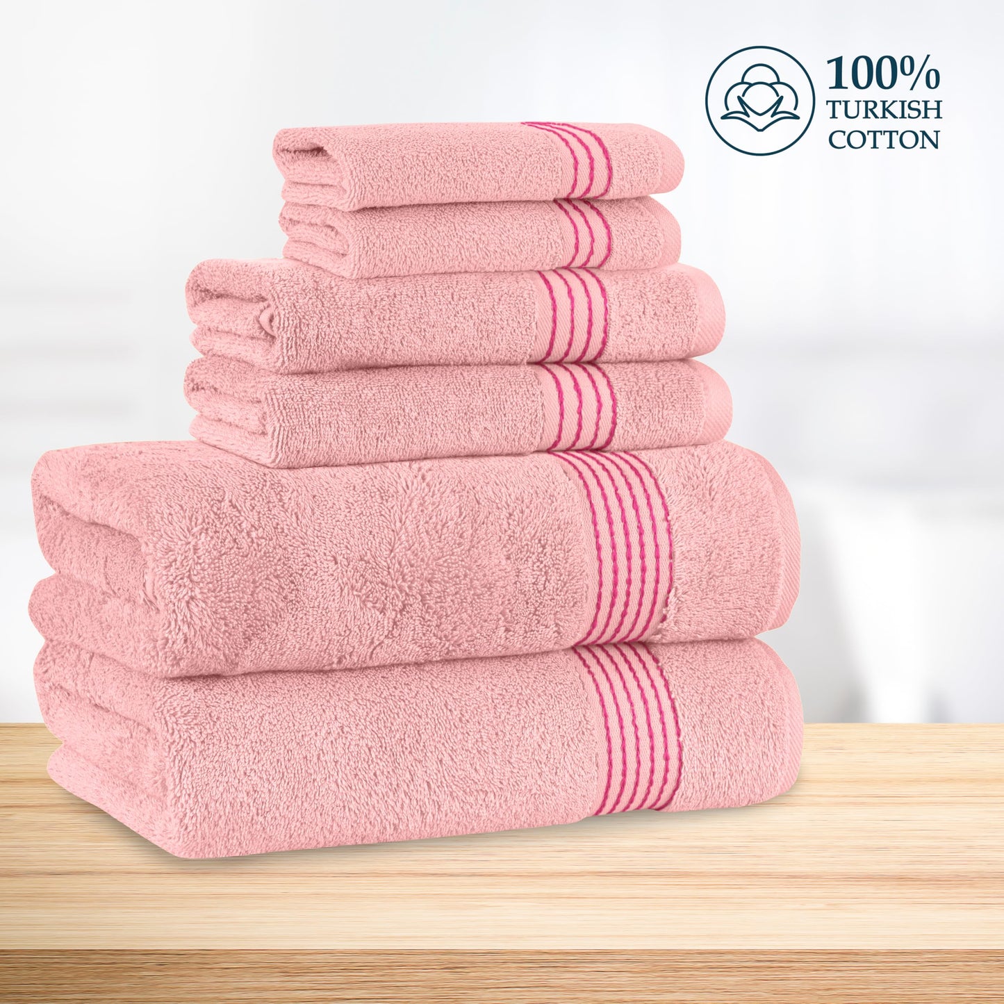 Mocassi Luxury 100% Turkish Cotton 6-Piece Towel Set - Ultra Soft, Quick Dry Highly Absorbent Premium Spa Hotel Quality Bath Towels, Includes 2 Bath…