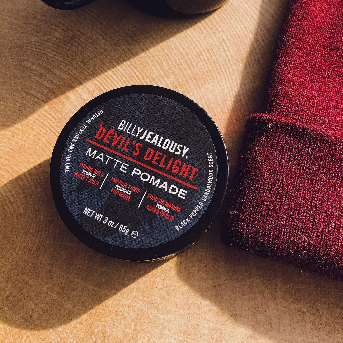 Billy Jealousy Devil's Delight Matte Pomade for Men Adds Volume and Definition, Strong Hold Water-Based Formula with Black Pepper Sandalwood Scent, 3