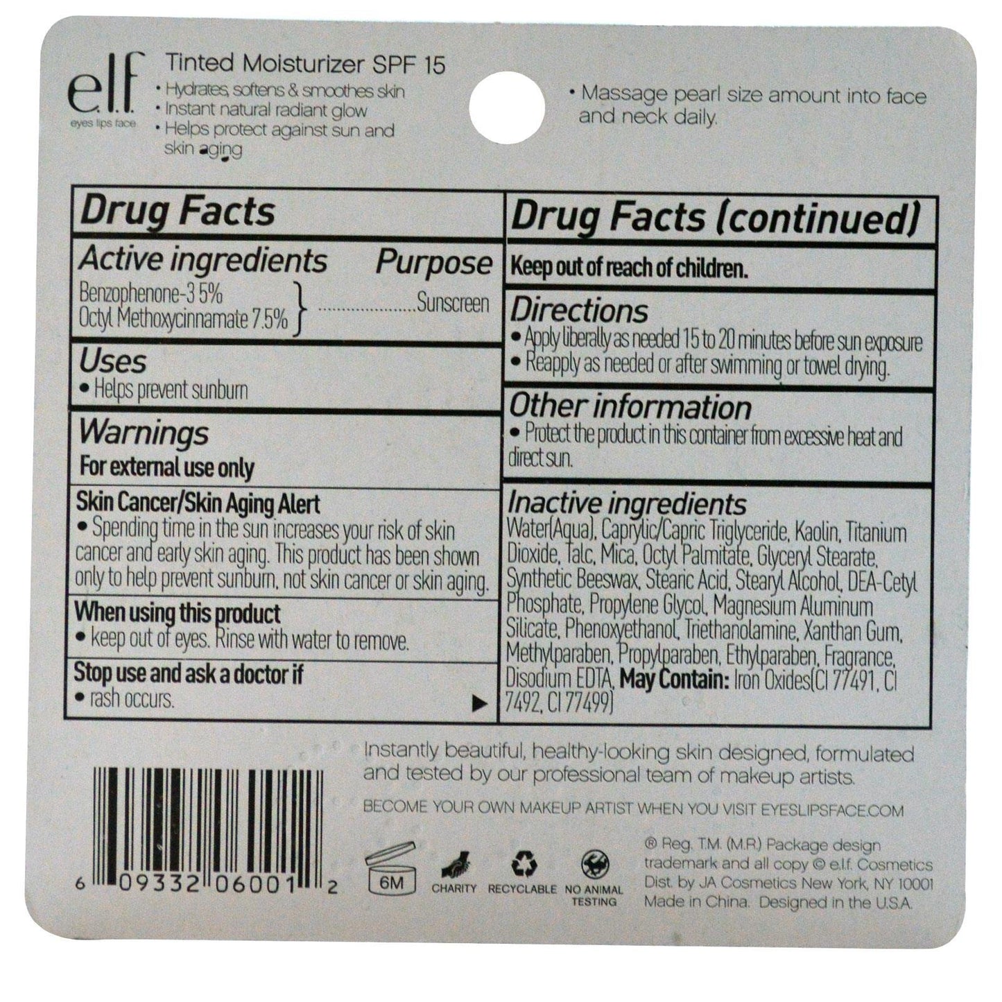 E.L.F. Cosmetics, Tinted Moisturizer, SPF 15, Apricot Beige, 0.42 oz (12 g) by e.l.f. Cosmetics