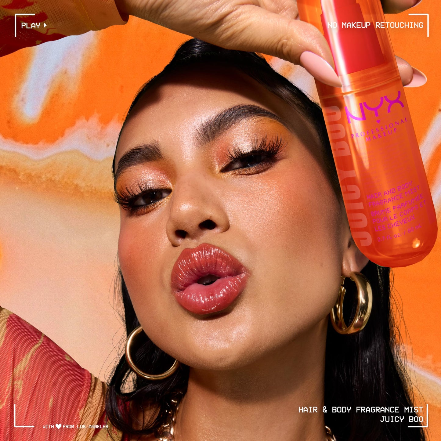NYX PROFESSIONAL MAKEUP Fat Oil Fragrance Mist Perfume in Juicy Boo, Citrus Scented Long Lasting Hair & Body Spray, Mango & Musk Notes, Vegan
