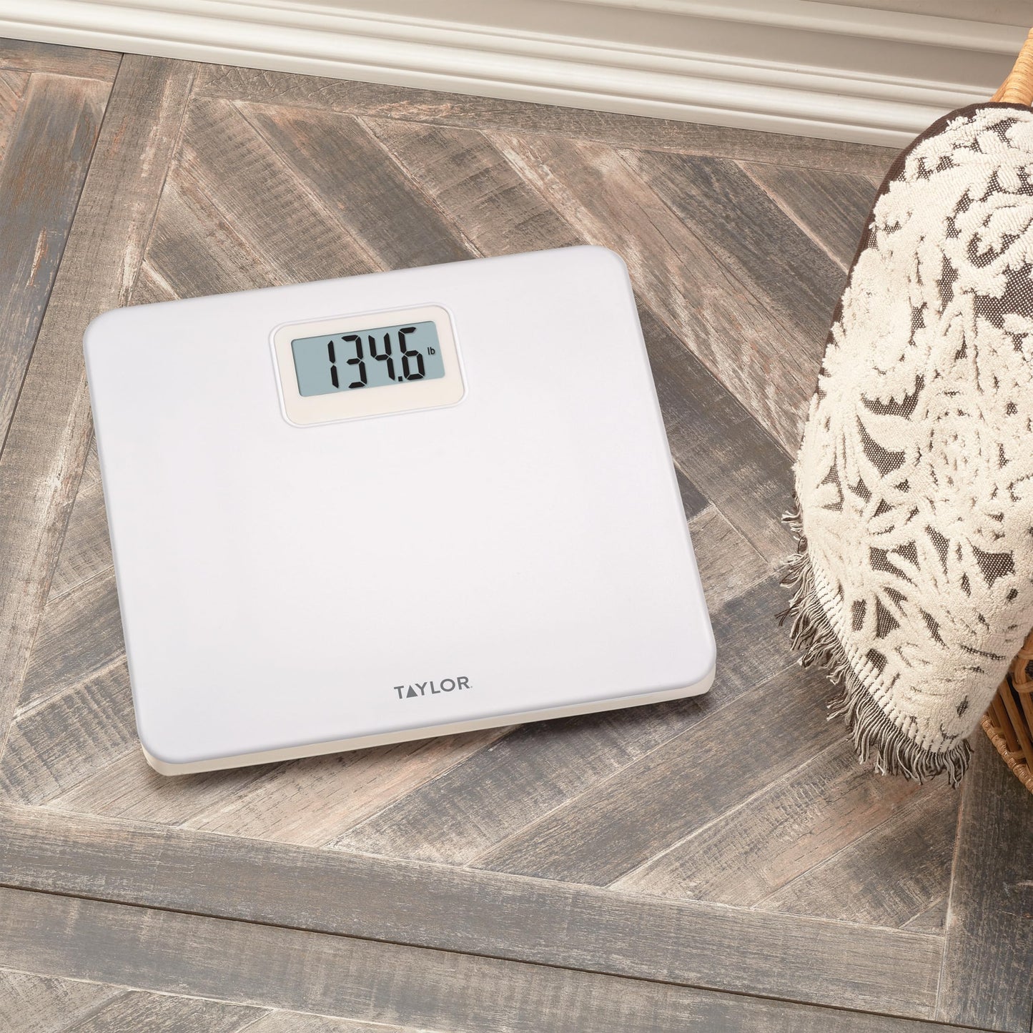 Taylor Digital Plastic Bathroom Scale, Scale for Body Weight, White