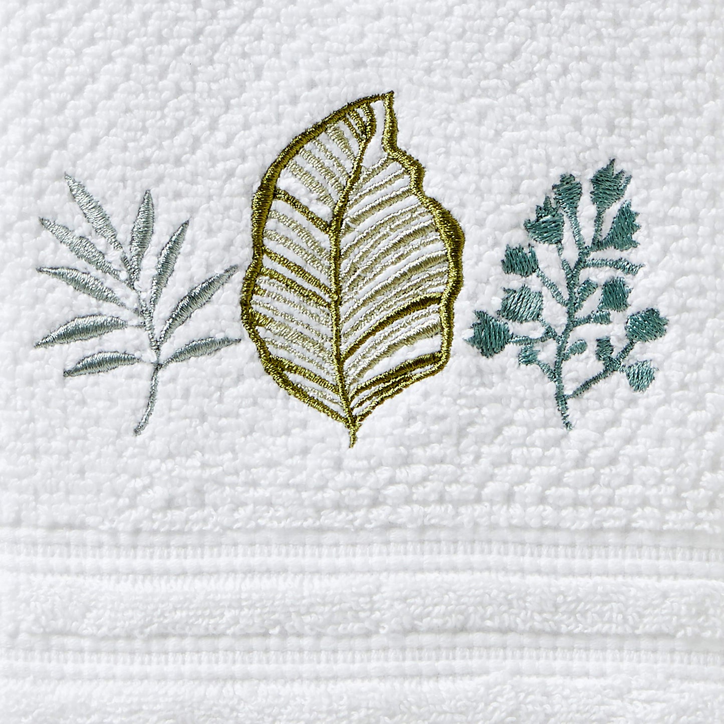 SKL Home Sprouted Palm Hand Towel Set, White, 2 Count