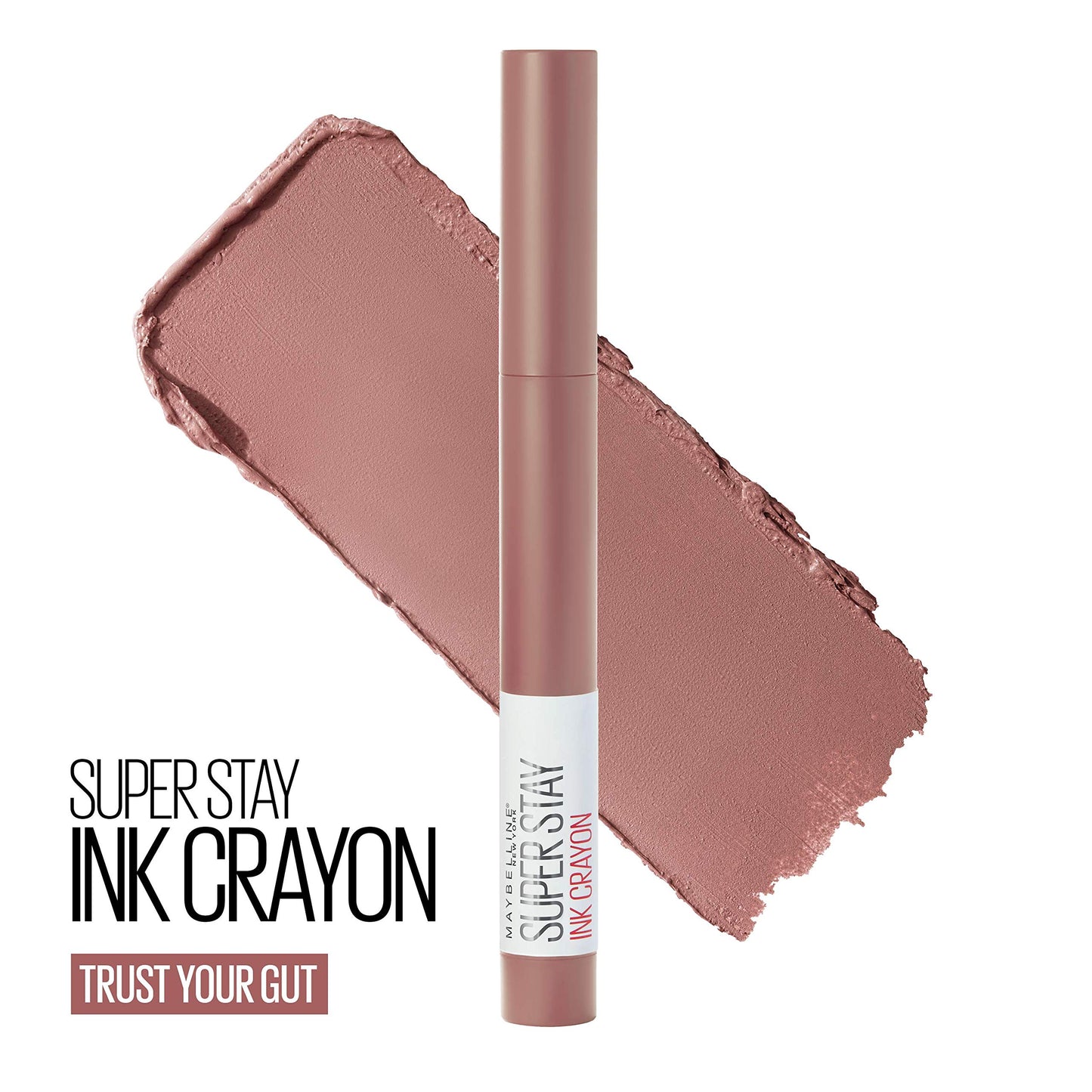 Maybelline Super Stay Ink Crayon Lipstick Makeup, Precision Tip Matte Lip Crayon with Built-in Sharpener, Longwear Up To 8Hrs, Trust Your Gut, Mauve