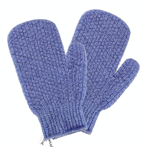 Evridwear Shower Exfoliating Mitts, Deep Cleanse Bathing Scrub Gloves Self Tan Scrubber Mitten Dead Skin Remover for Men and Women,1 Pair Heavy