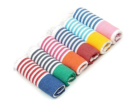 HAVLULAND 6-Packs Turkish Beach Towel Oversized 72"x40", 100% Turkish Cotton, Quick Drying Bath, Pool & Beach Towels - Sand Free, Extra Large, Ultra…
