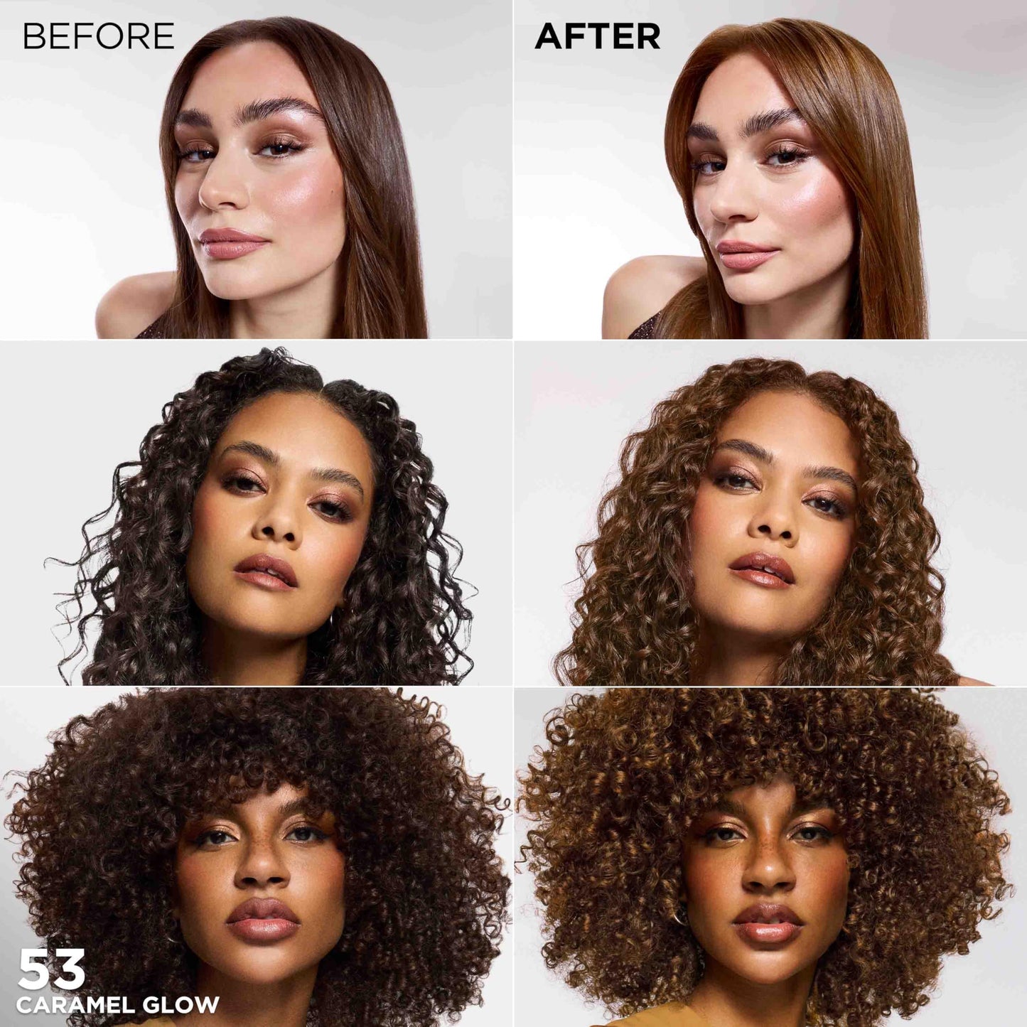 L'Oreal Paris Feria Multi-Faceted Shimmering Permanent Hair Color, High Intensity Hair Dye for 3X Highlights, 53 Caramel Glow, 1 Kit