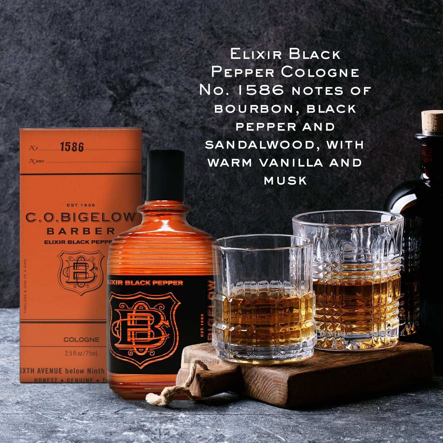 C.O. Bigelow - Elixir Black Pepper - No. 1586, 2.5 fl oz, Cologne for Men, Bourbon & Sandalwood Scented, Masculine, Refined, Long Lasting Mens Cologne