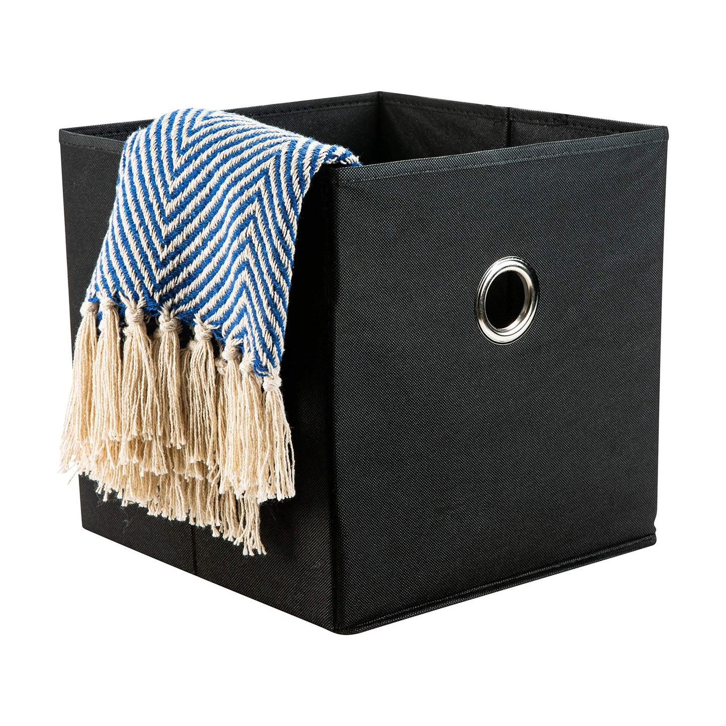 Organize It All 2 Pack Storage Bins, Foldable, Lightweight, Stylish, for Playroom Toys, Office, Closet in Black