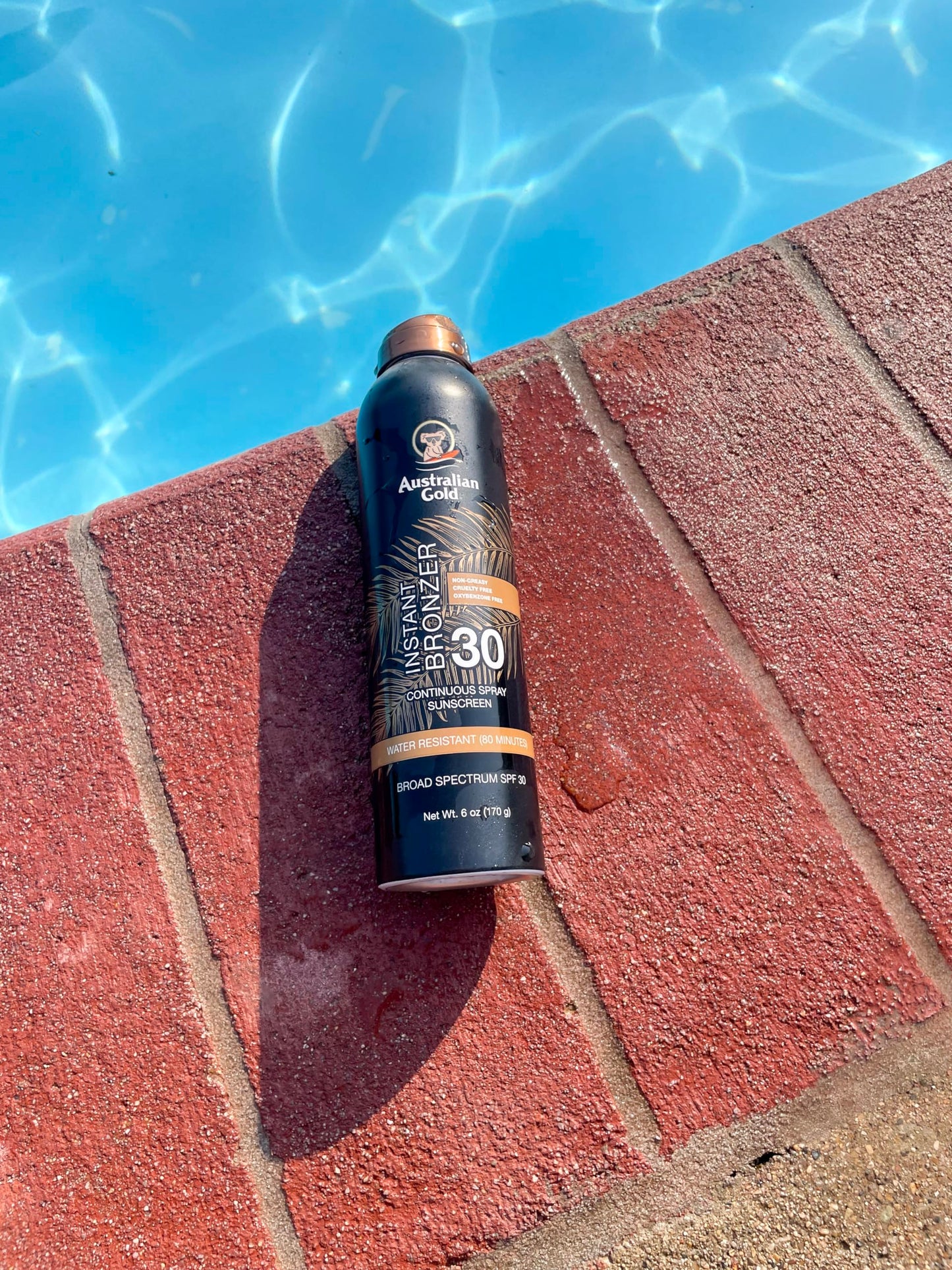 Australian Gold Continuous Spray Sunscreen with Instant Bronzer SPF 30, Immediate Glow & Dries Fast Water Resistant NonGreasy Oxybenzone Free Cruelty