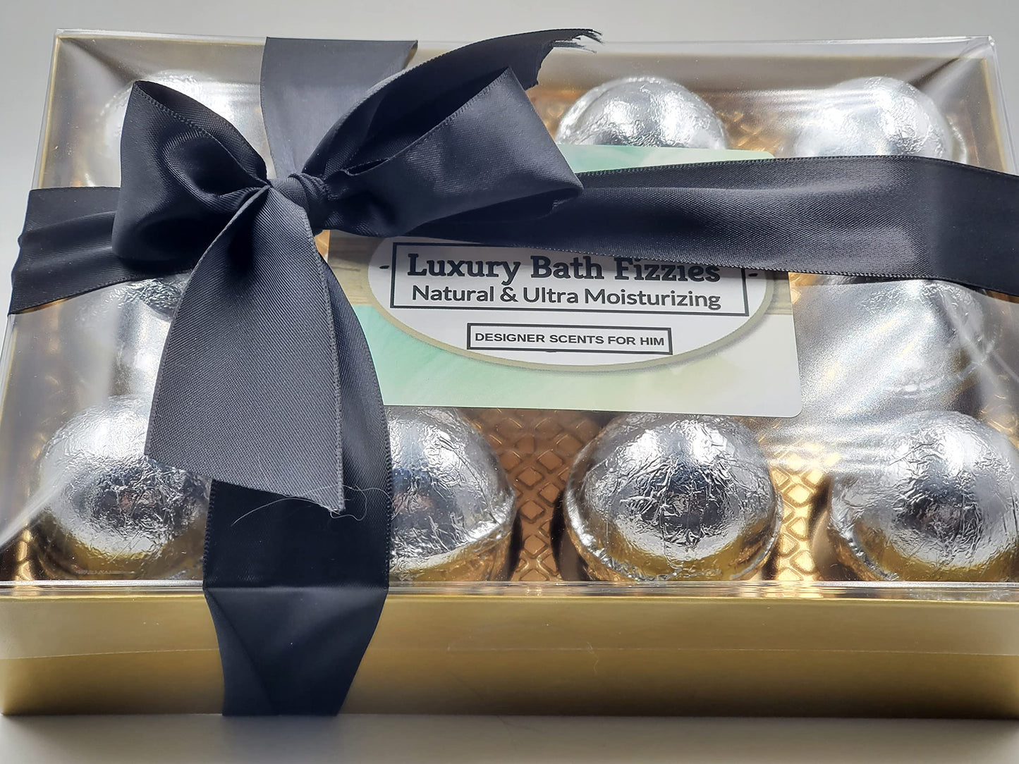 Spa Pure Designer Bath Bombs - for Men, Natural, Organic, large bathbombs, 12 Designer Scents for Men, Elegant Bath Bomb Gift Set (2.5 oz each)