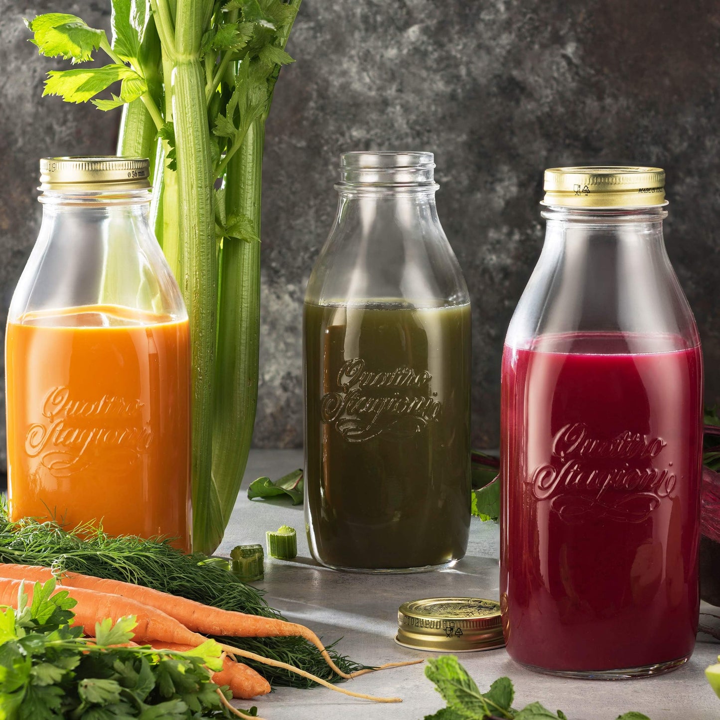 Bormioli Rocco Quattro Stagioni Glass Milk Bottle 33.75 Ounce/1 Liter with Airtight Lid, Great For Kombucha Brewing Bottle, Beer, Homemade Juicing